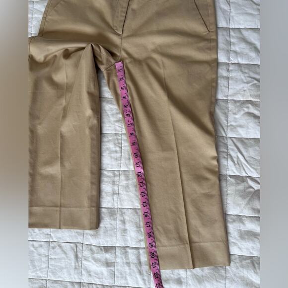 Theory Tan Cotton Lyrca Stretch Sleek Pleated Mid Rise Capri Slacks 90's y2k- 10 - Picture 8 of 10
